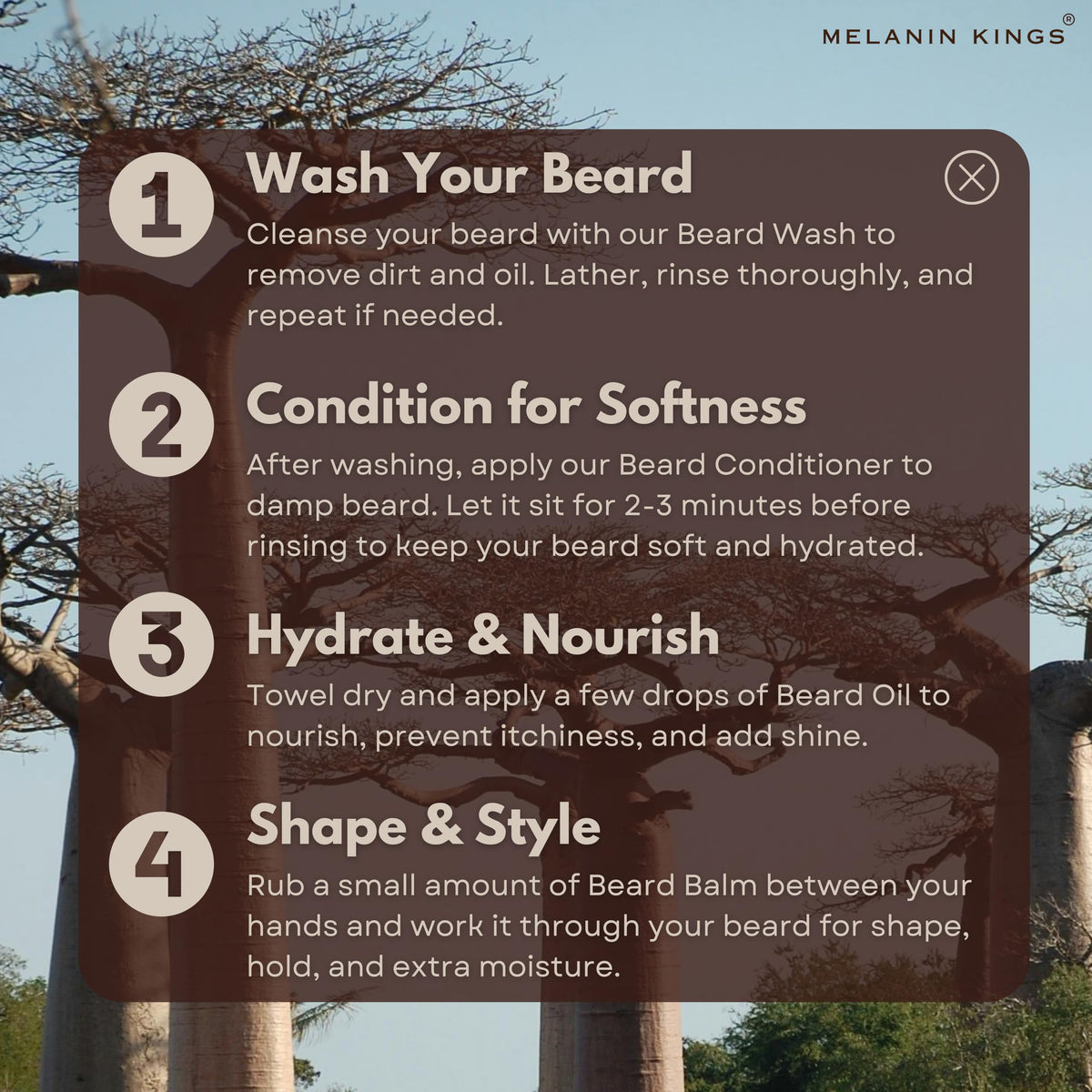 Melanin Kings product label close-up listing natural ingredients for ingredient transparency benefit