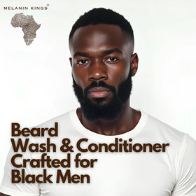 Melanin Kings beard wash lather texture in hand — gentle cleansing without dryness
