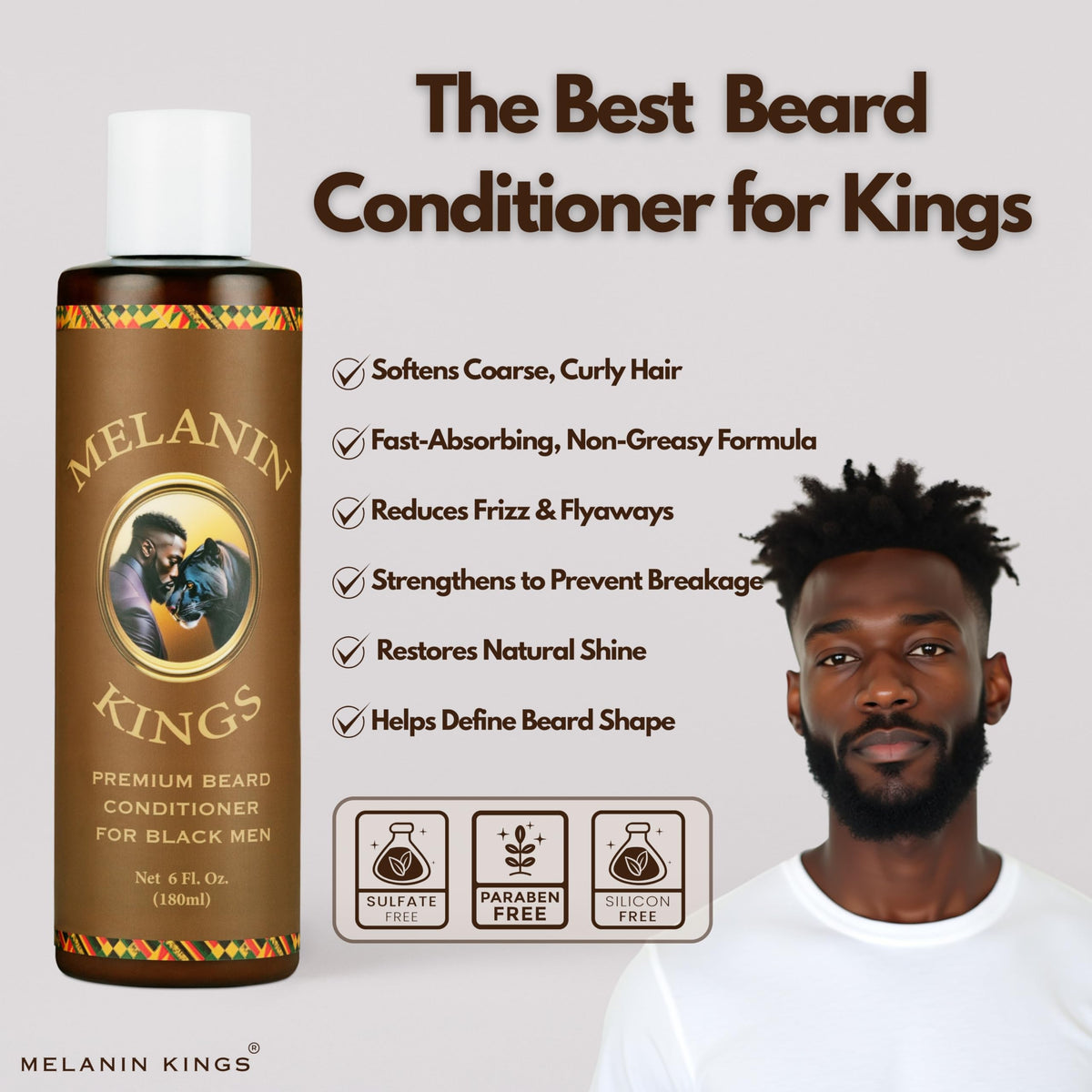 Melanin Kings 6 oz bottles in hand for scale — travel-friendly grooming size