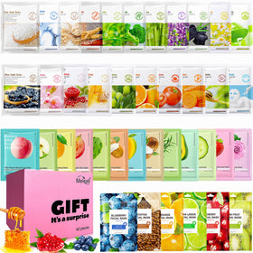 Meleell front packaging showing 40-mask bulk set and variety benefit