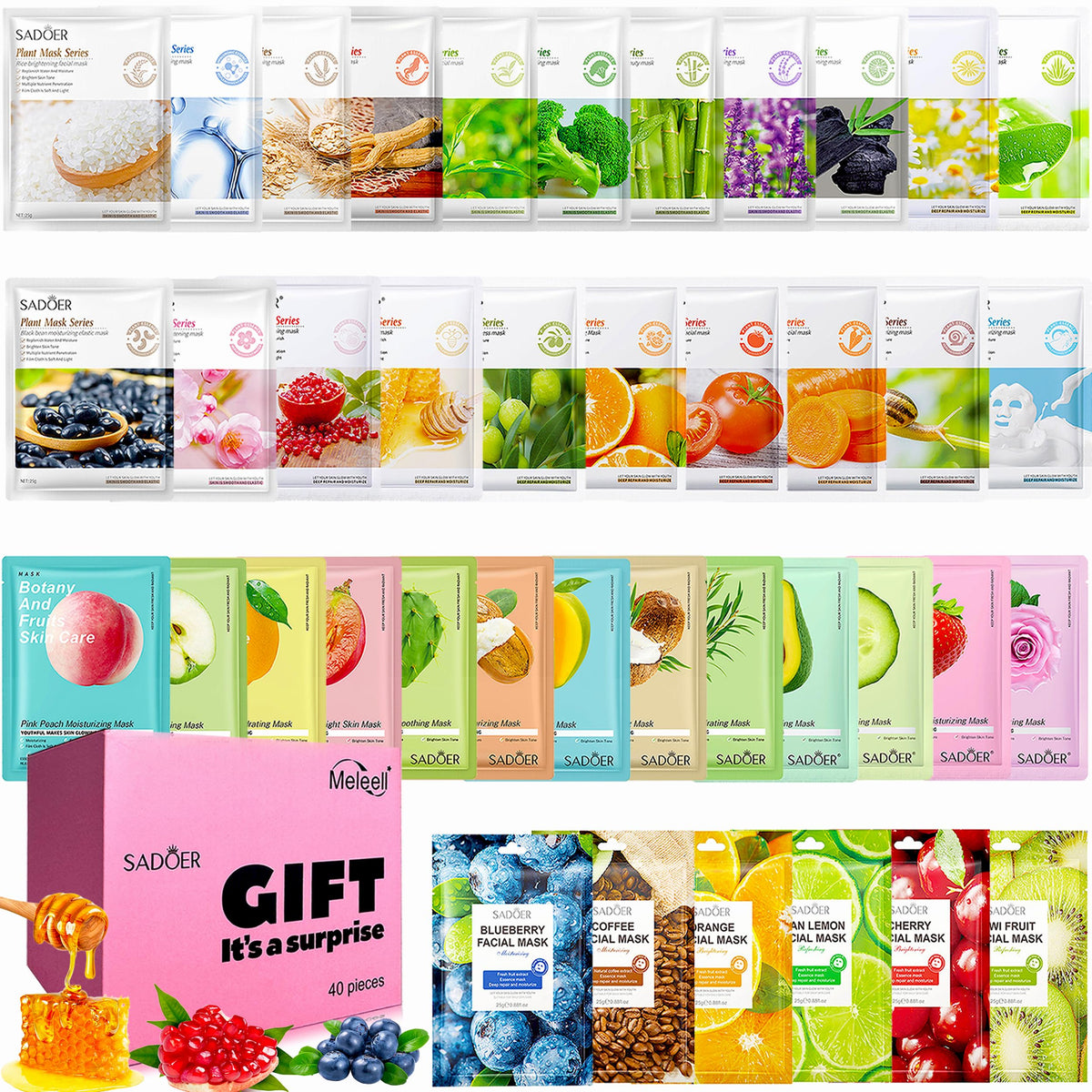 Meleell gift-wrapped mask set styled as present for giving benefit