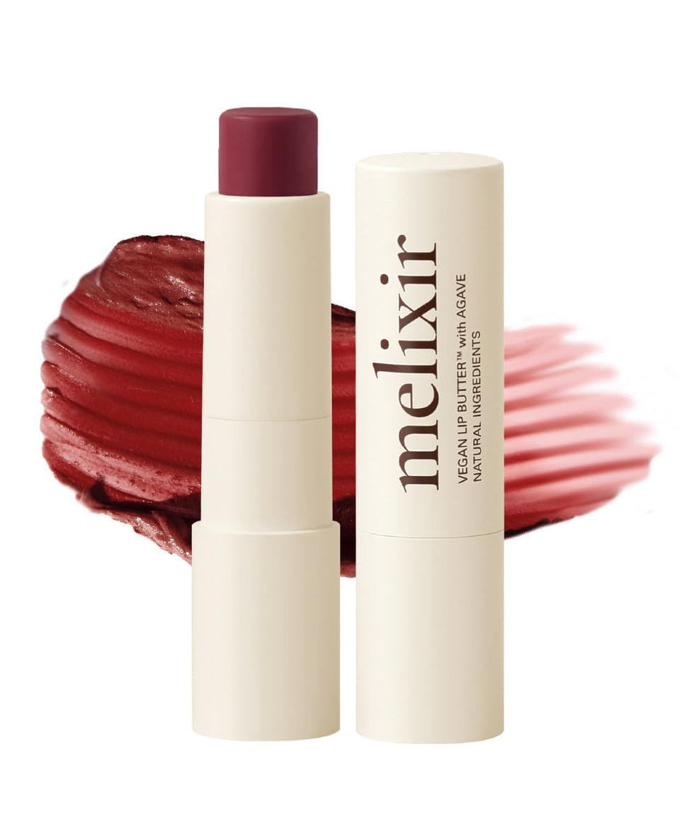 melixir lip butter front packaging showing shade and compact tube, convenient