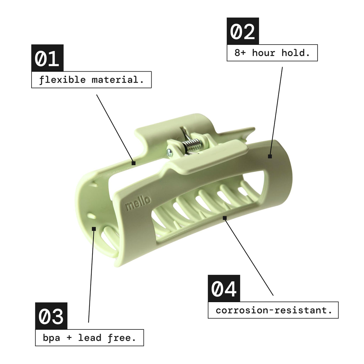 MELLO clip compressed against a car headrest showing flexibility benefit