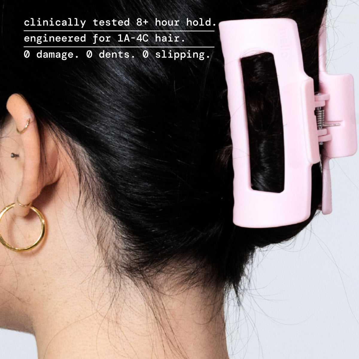 MELLO side profile flexed against headrest demonstrating compressible comfort