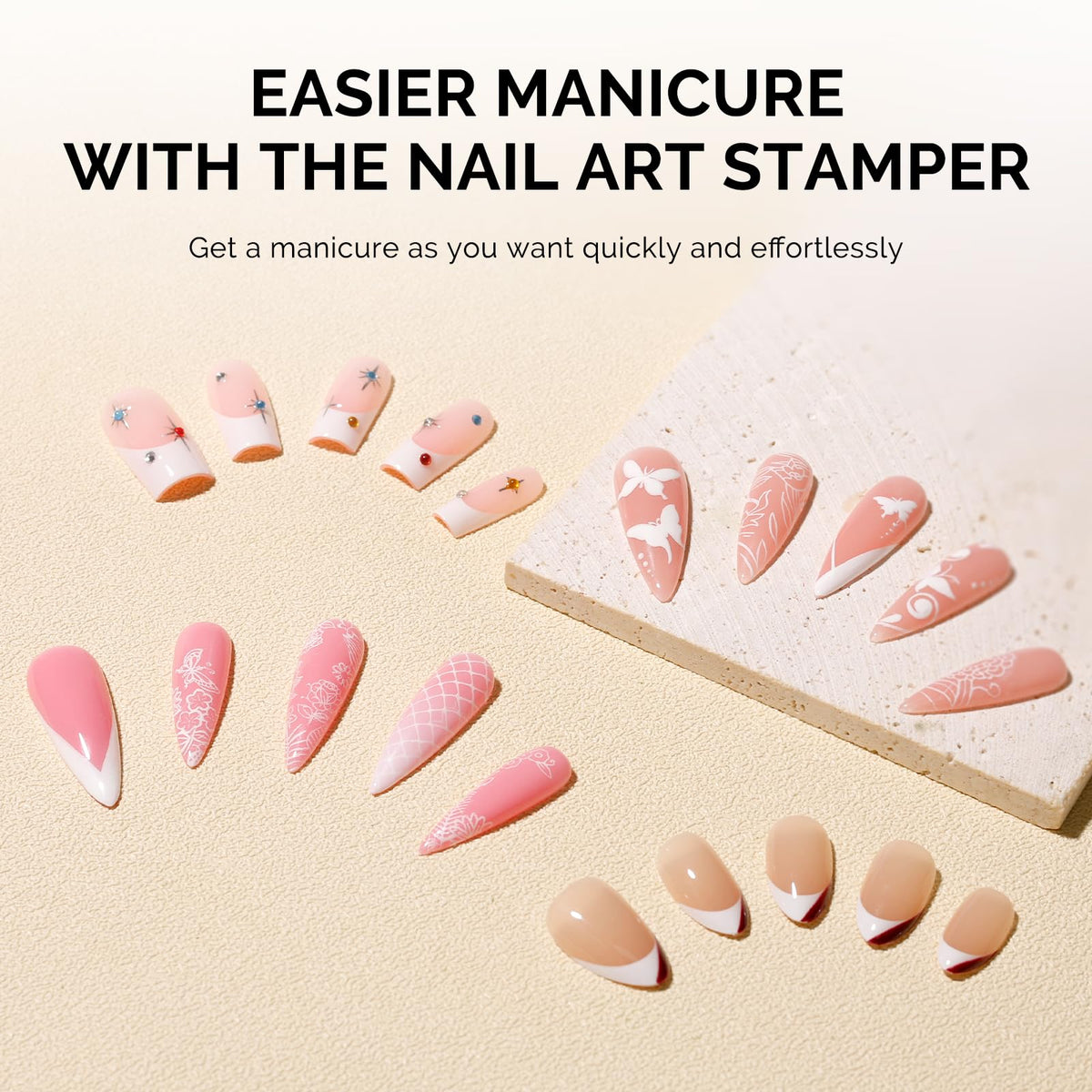 MelodySusie stamping tool in use transferring design onto nail for quick manicure