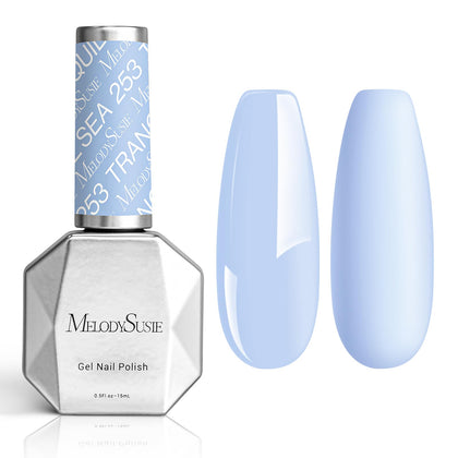 MelodySusie bottle front view showing pastel baby blue shade and glossy finish