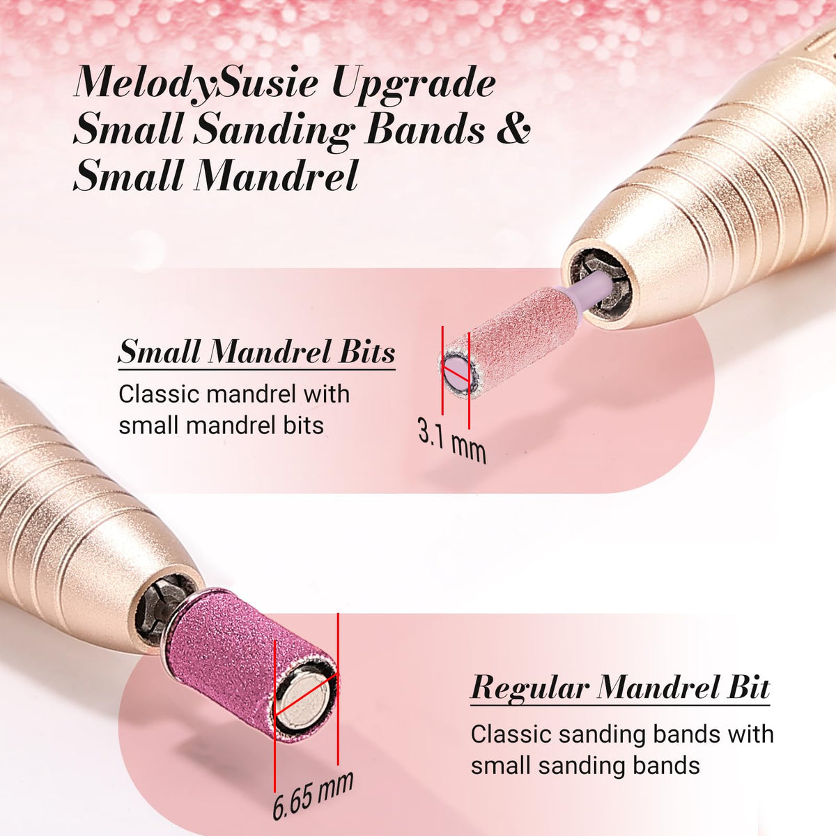 MelodySusie sanding band mounted on drill in use, precise shaping advantage