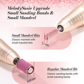 MelodySusie sanding band mounted on drill in use, precise shaping advantage