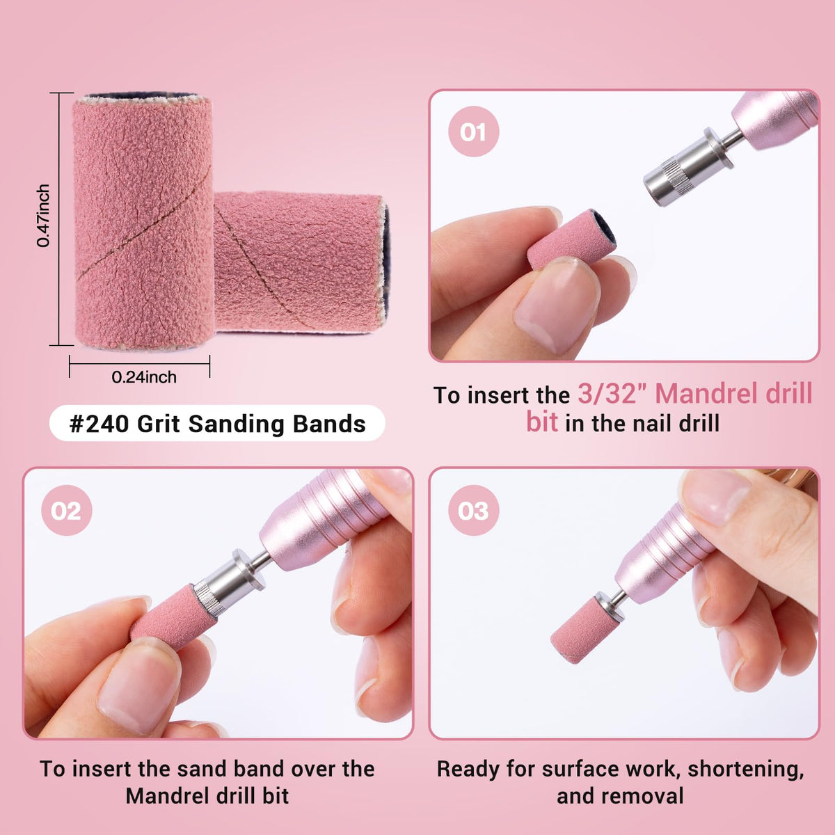MelodySusie sanding band fitted on 3/32" mandrel demonstrating secure fit