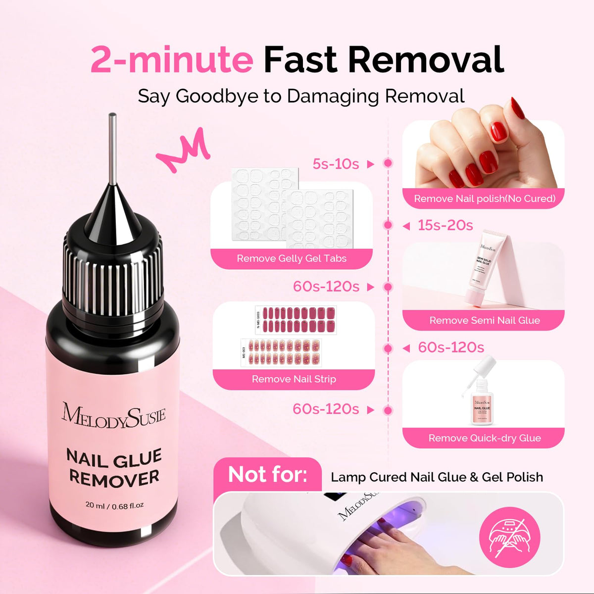 MelodySusie before and after nail showing glue dissolved and restored nail