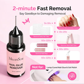 MelodySusie before and after nail showing glue dissolved and restored nail
