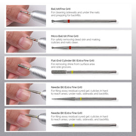 MelodySusie bit mounted in e-file during manicure showing controlled filing benefit