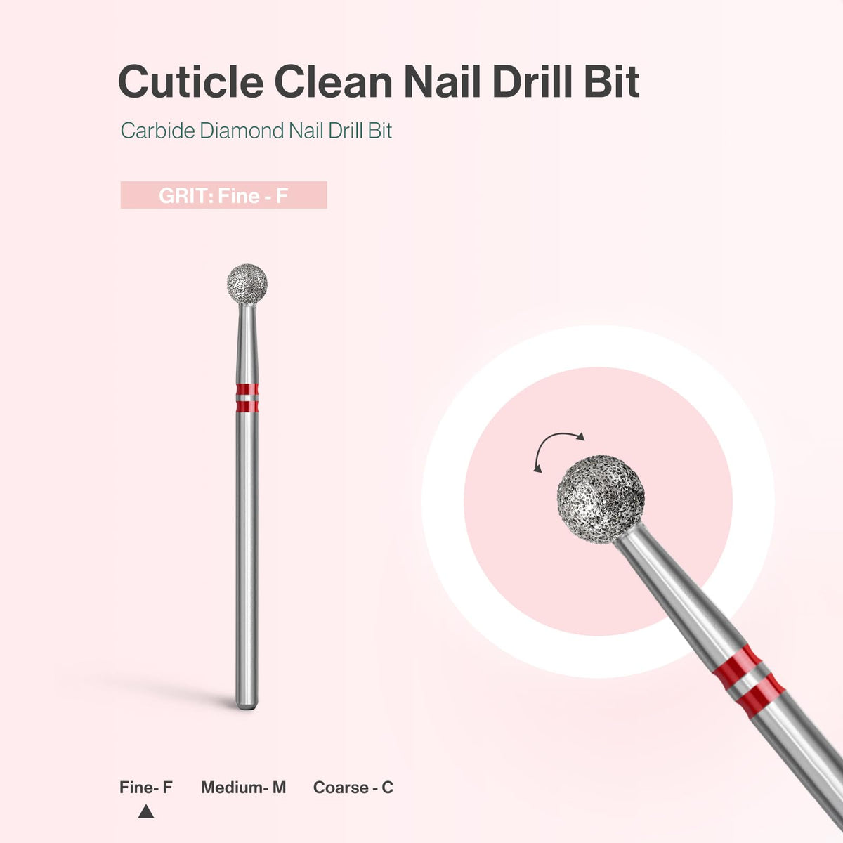 MelodySusie bit in use on a nail demonstrating precise cuticle cleanup benefit