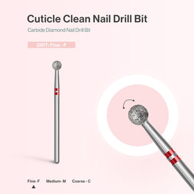 MelodySusie bit in use on a nail demonstrating precise cuticle cleanup benefit