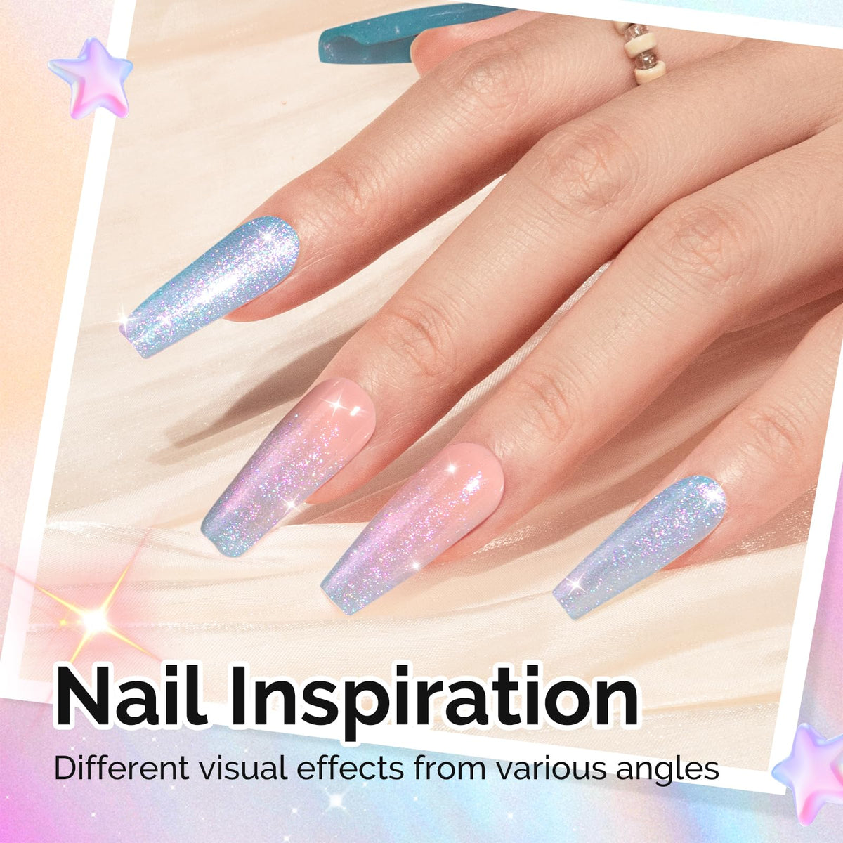 MelodySusie manicure lifestyle shot showcasing salon-quality shimmer and wear