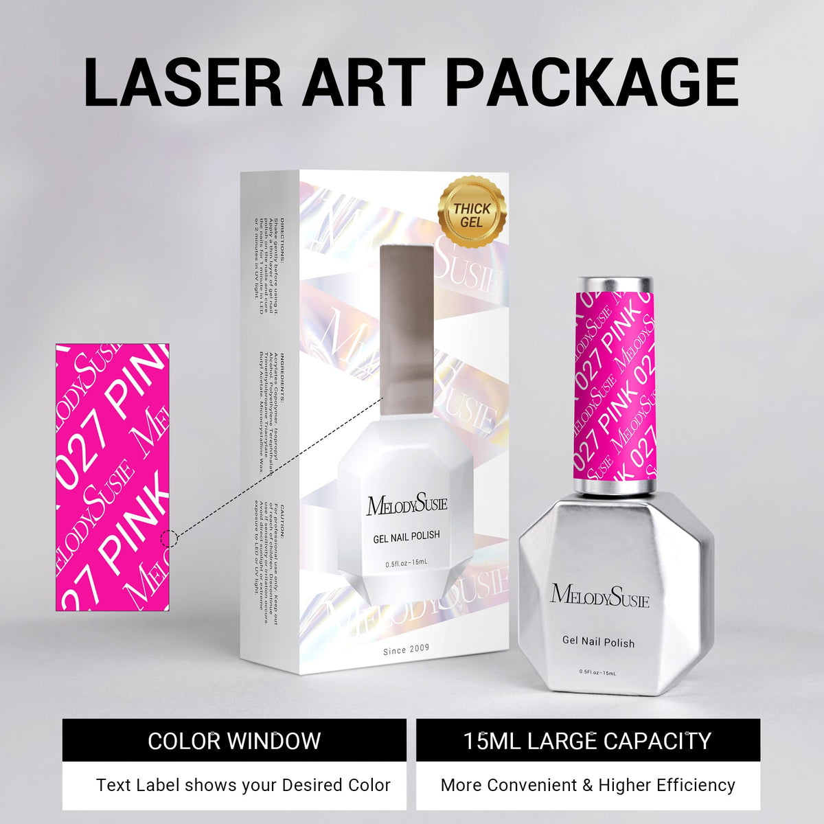 MelodySusie open bottle with brush visible showing ergonomic brush for controlled strokes