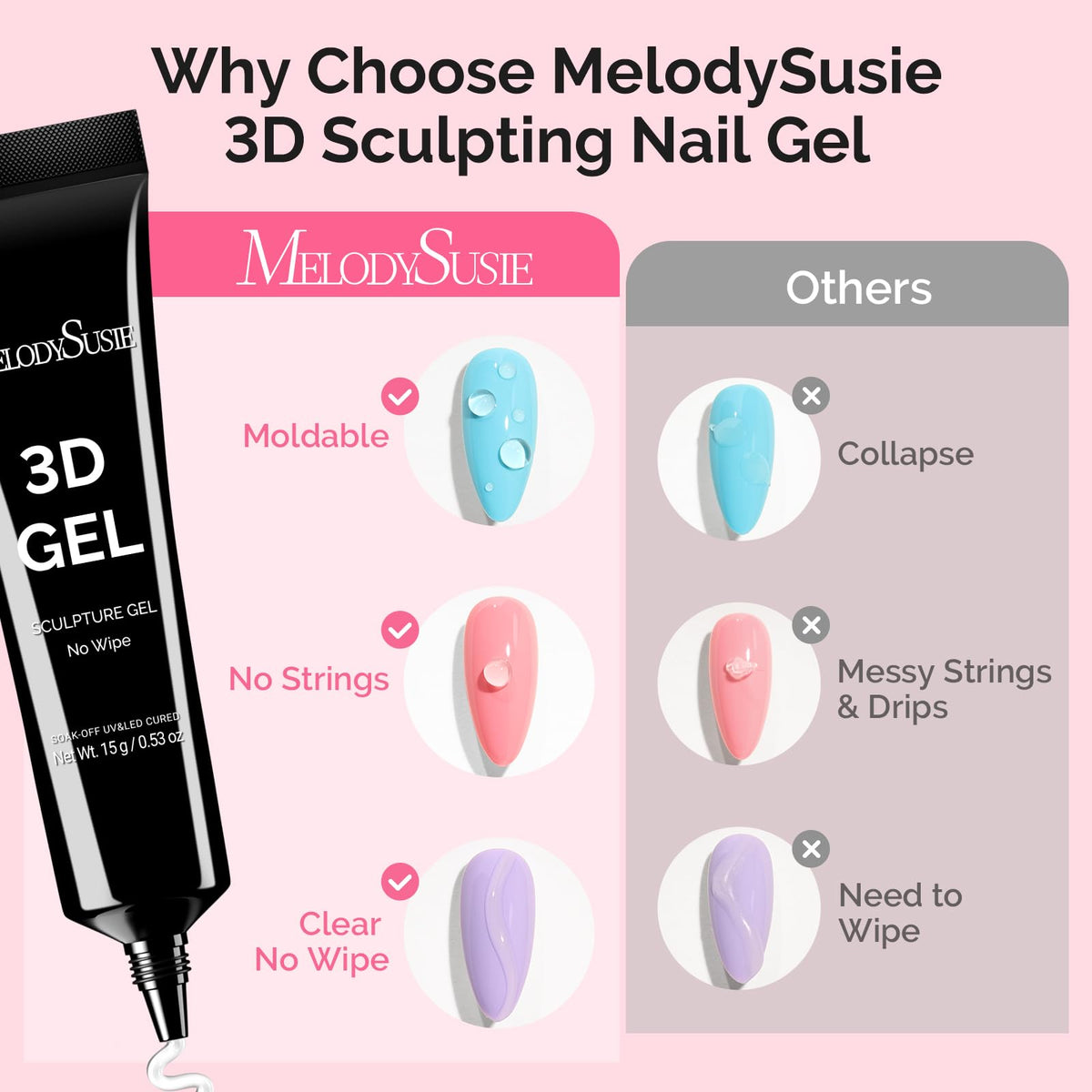 MelodySusie gel with chrome powder application creating mirror-like finish
