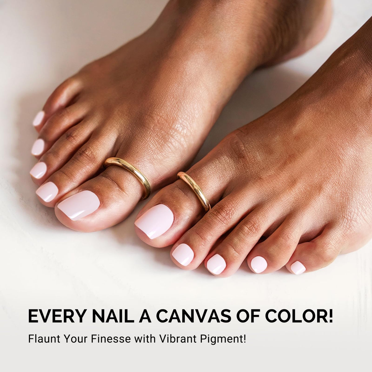 MelodySusie cured shiny toenails in sandal lifestyle shot, long-lasting polished look