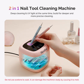 MelodySusie cleaning nail drill bits in tank demonstrating deep cleaning action