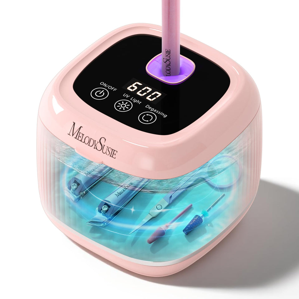 MelodySusie front view showing compact pink ultrasonic cleaner and display