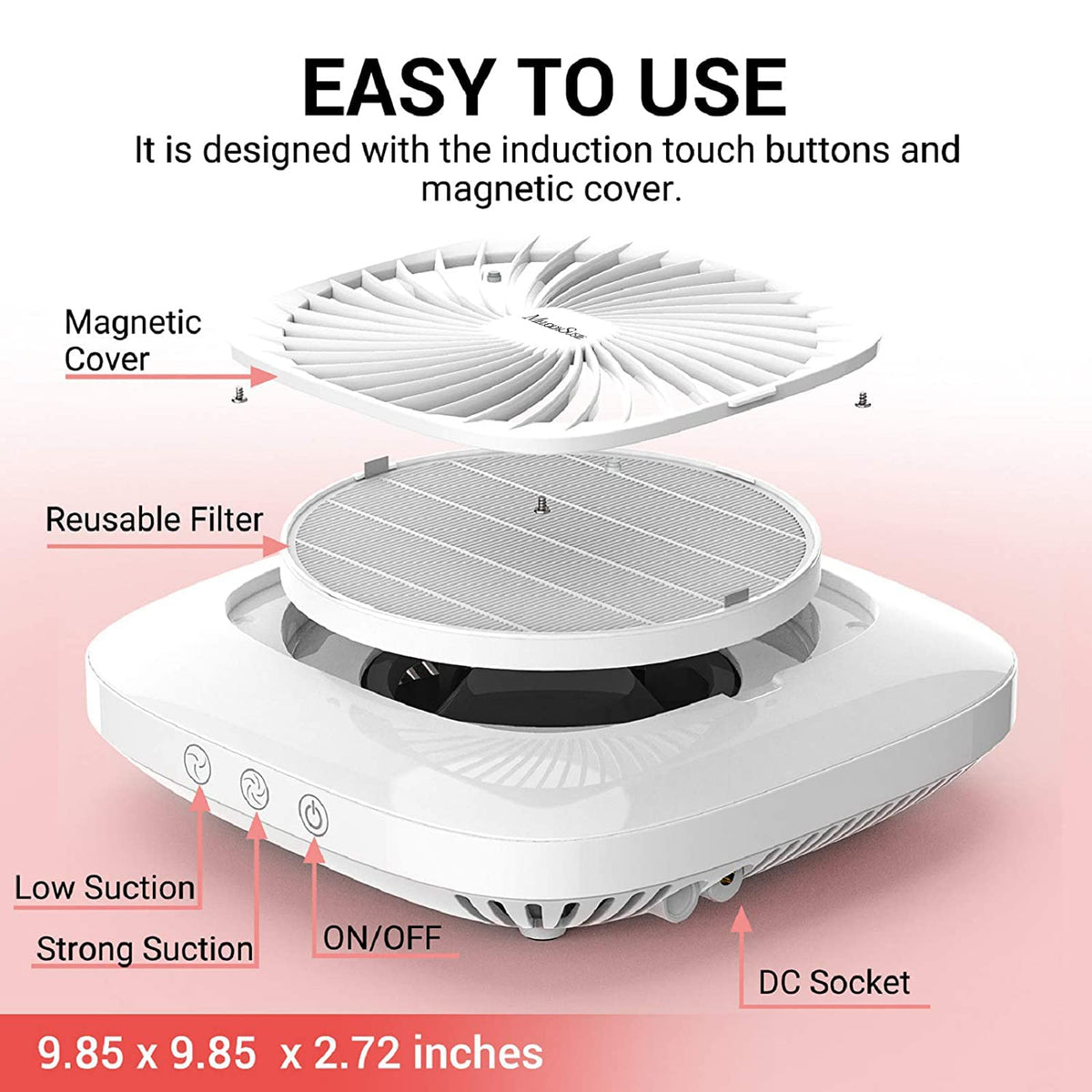 MelodySusie magnetic filter cover open showing reusable filter advantage