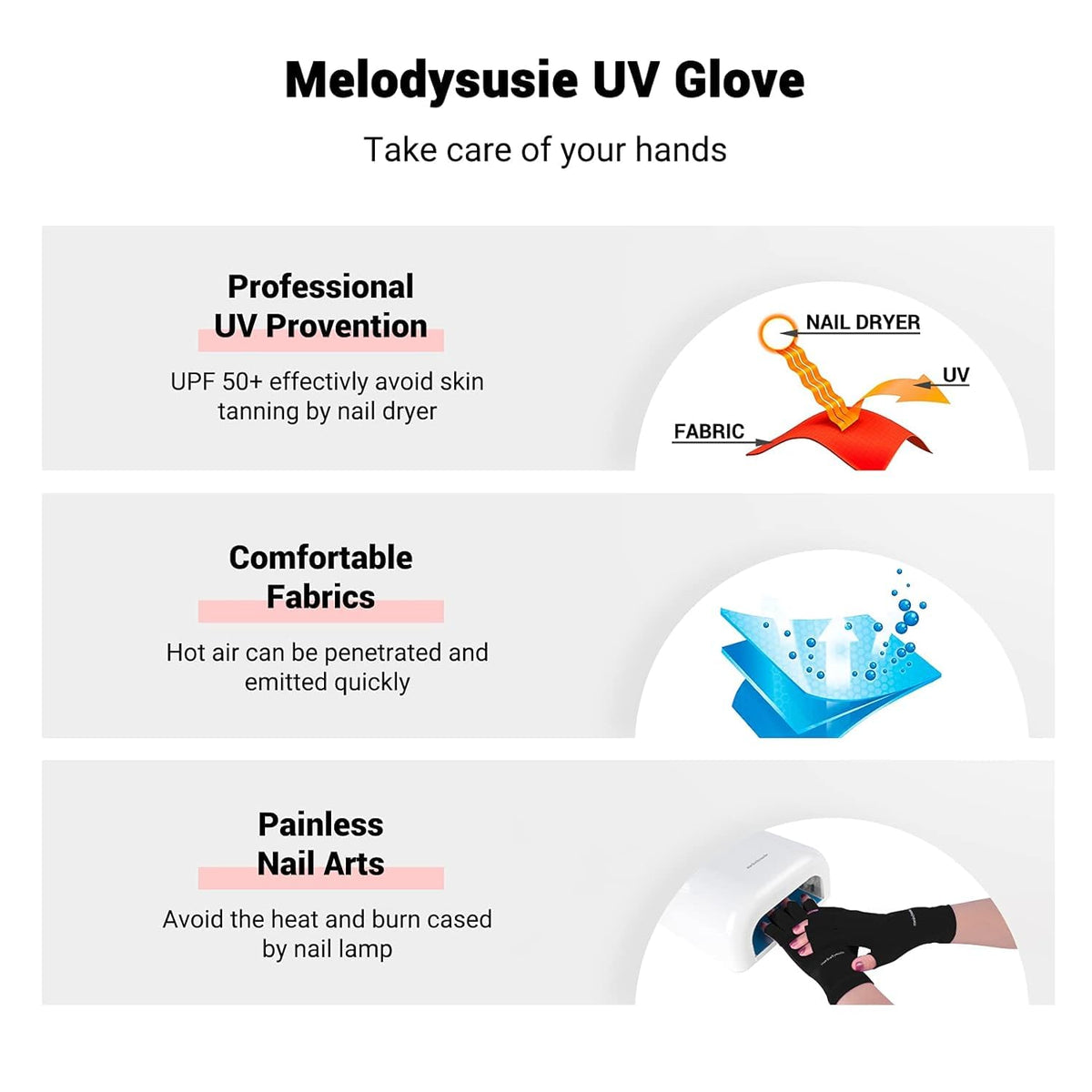 MelodySusie fingerless gloves worn during manicure for precise nail work