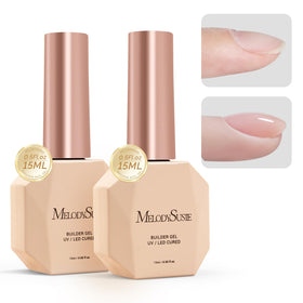 MelodySusie front packaging showing two clear builder gel bottles for versatile nail use
