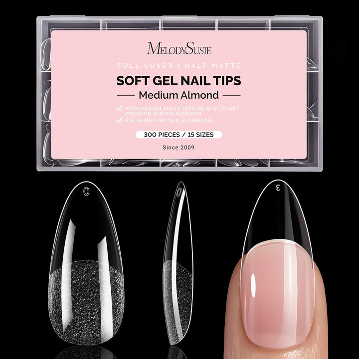 MelodySusie front packaging showing 300-piece set and almond X shape for convenience