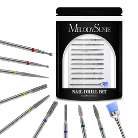 MelodySusie front view of 10pcs drill bits kit showing compact case and contents for portability