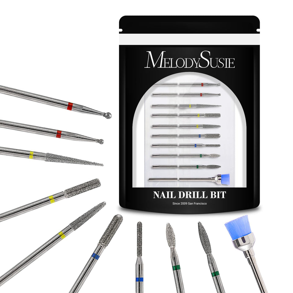 MelodySusie front view of 10pcs drill bits kit showing compact case and contents for portability