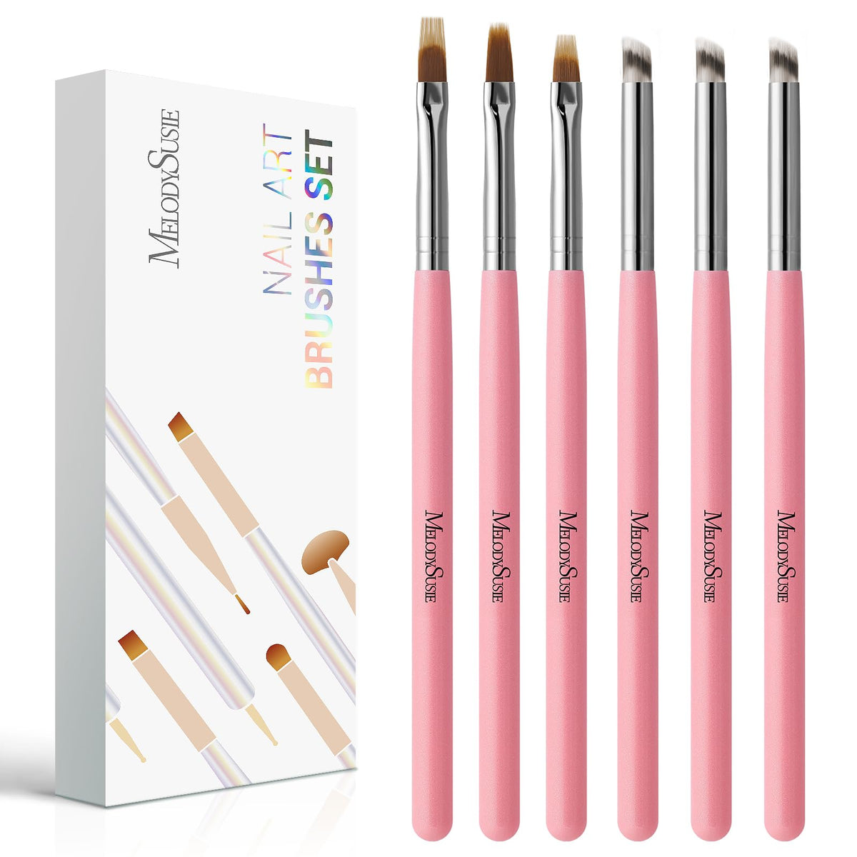 MelodySusie front packaging showing six ombre nail brushes for professional blending