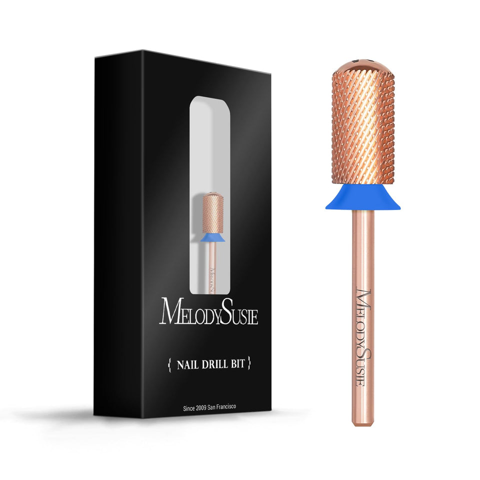 MelodySusie front packaging showing rose gold safety nail drill bits and features
