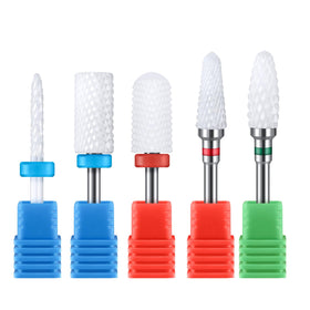 MelodySusie front packaging showing five ceramic nail drill bits and case, convenient storage