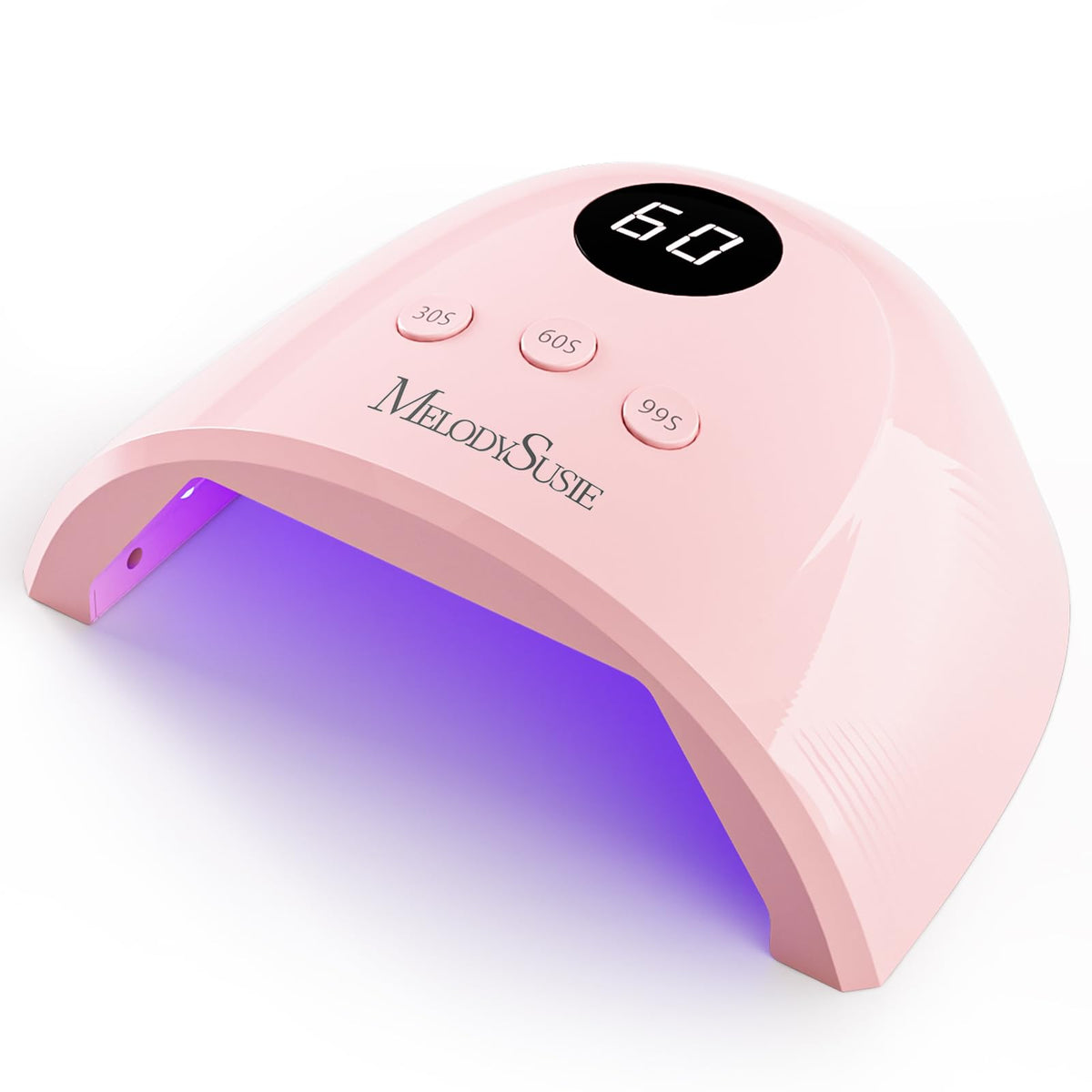 MelodySusie pink compact lamp front view showing portable design and fast curing