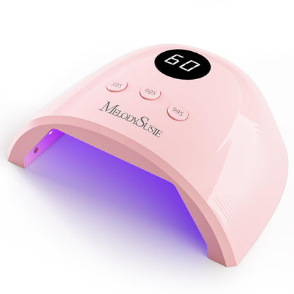 MelodySusie pink compact lamp front view showing portable design and fast curing