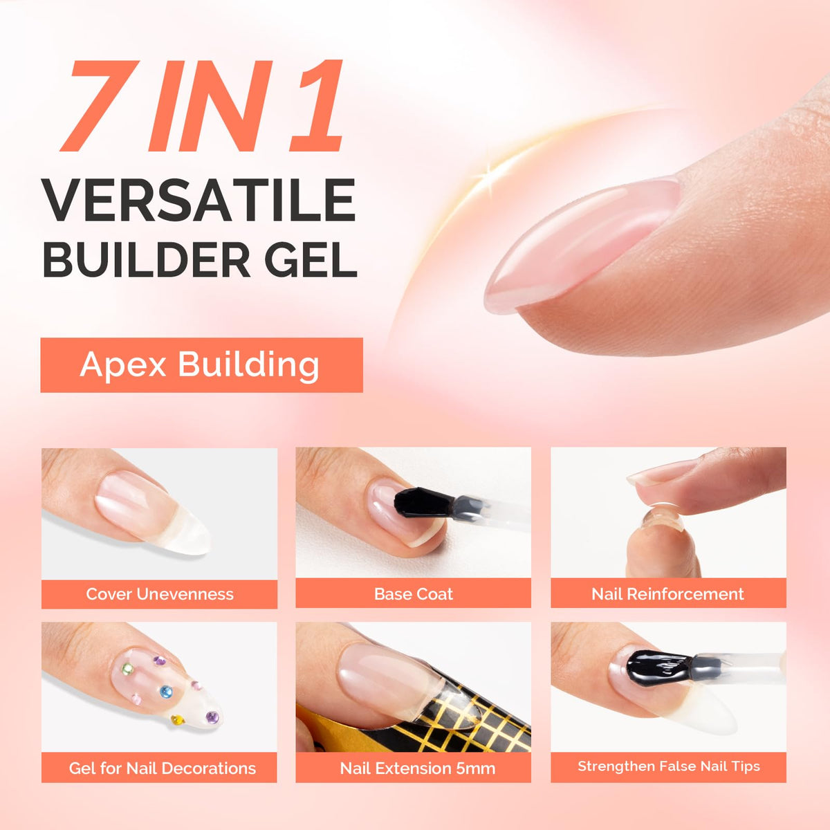 MelodySusie gel texture close-up showing smooth self-leveling formula for strong apex