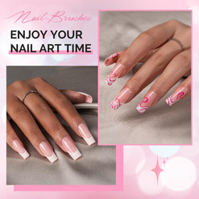 MelodySusie brush in hand creating French tip, steady control for neat smile lines