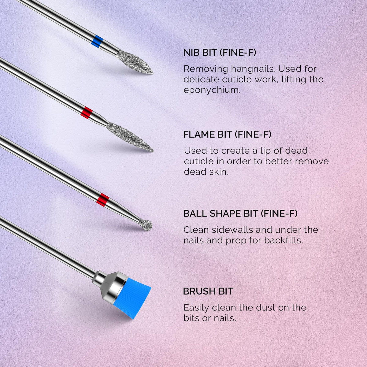 MelodySusie bits in use on acrylic nail demonstrating efficient shaping benefit