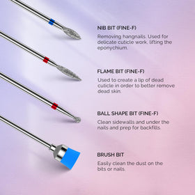 MelodySusie bits in use on acrylic nail demonstrating efficient shaping benefit