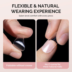 MelodySusie tips being pressed on fingernail demonstrating quick DIY application