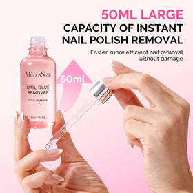 MelodySusie applied to press-on nail showing easy glueless removal with minimal force