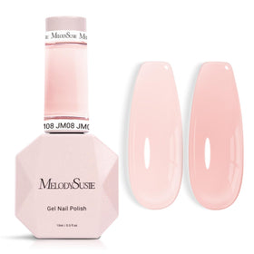 MelodySusie bottle front view showing milky nude gel polish and branding benefits
