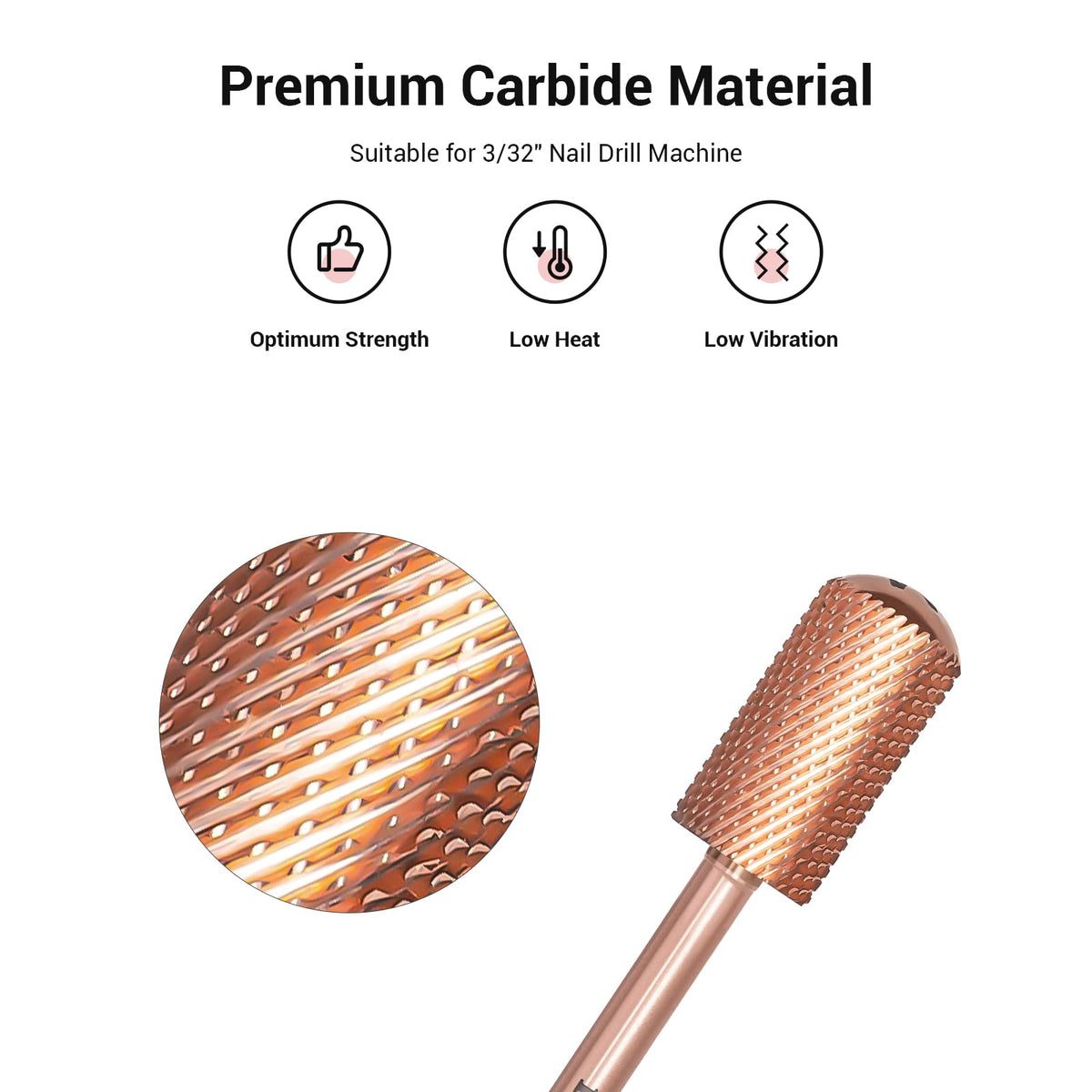 MelodySusie close-up of large barrel carbide bit showing controlled removal benefit