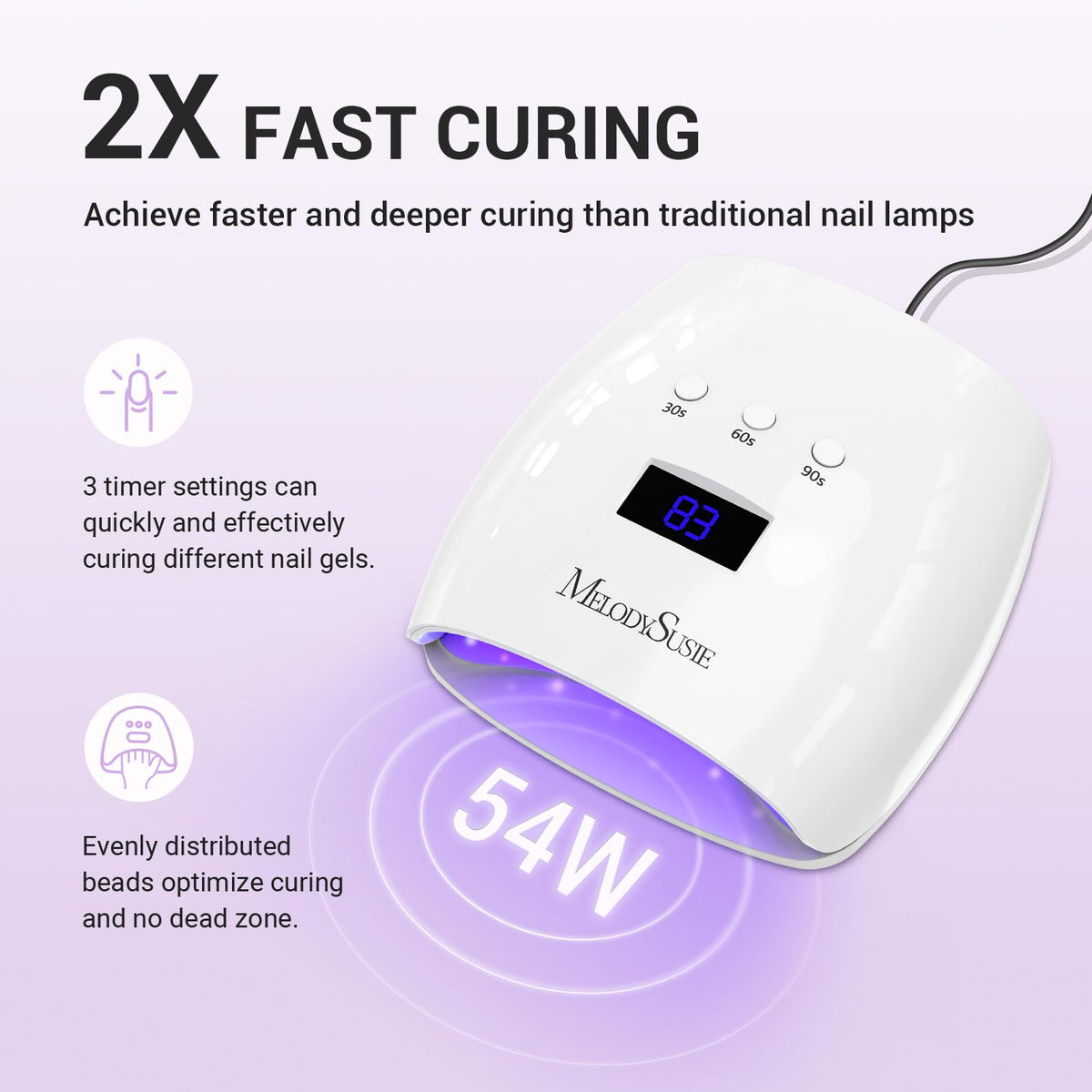 MelodySusie clear LCD display and timer buttons for accurate curing control