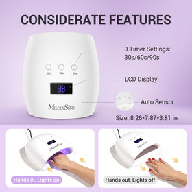 MelodySusie lamp in a manicure setup highlighting salon-quality results at home