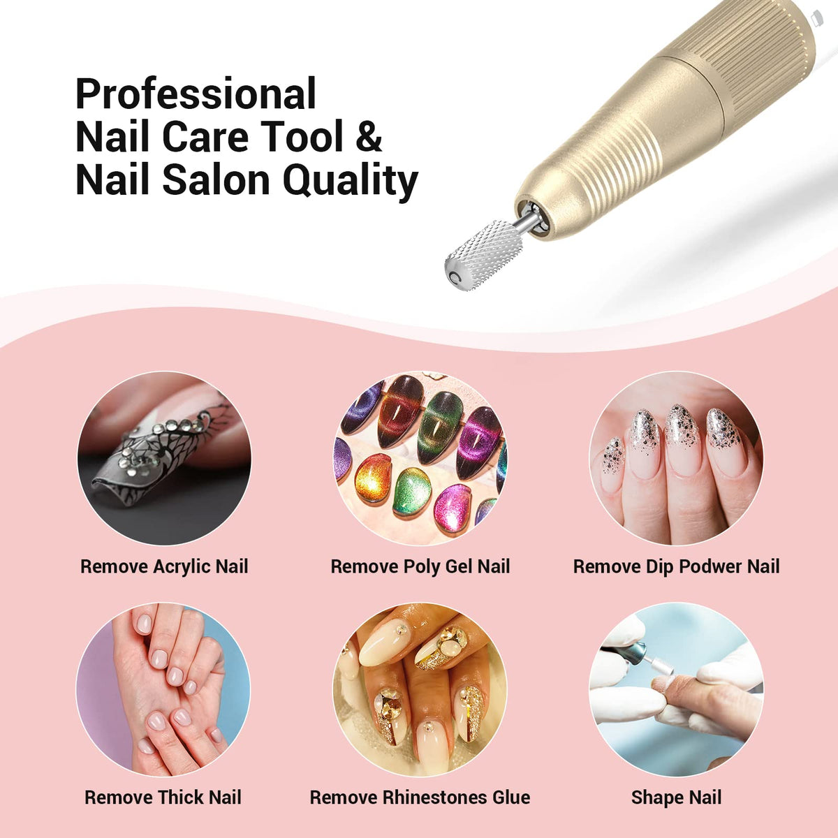MelodySusie salon station showing bits ready for professional manicure workflow