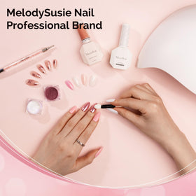 MelodySusie manicure setup on table showing professional and DIY use