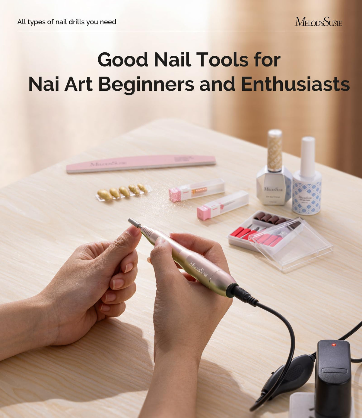 MelodySusie lifestyle travel kit scene illustrating portability for on-the-go manicures