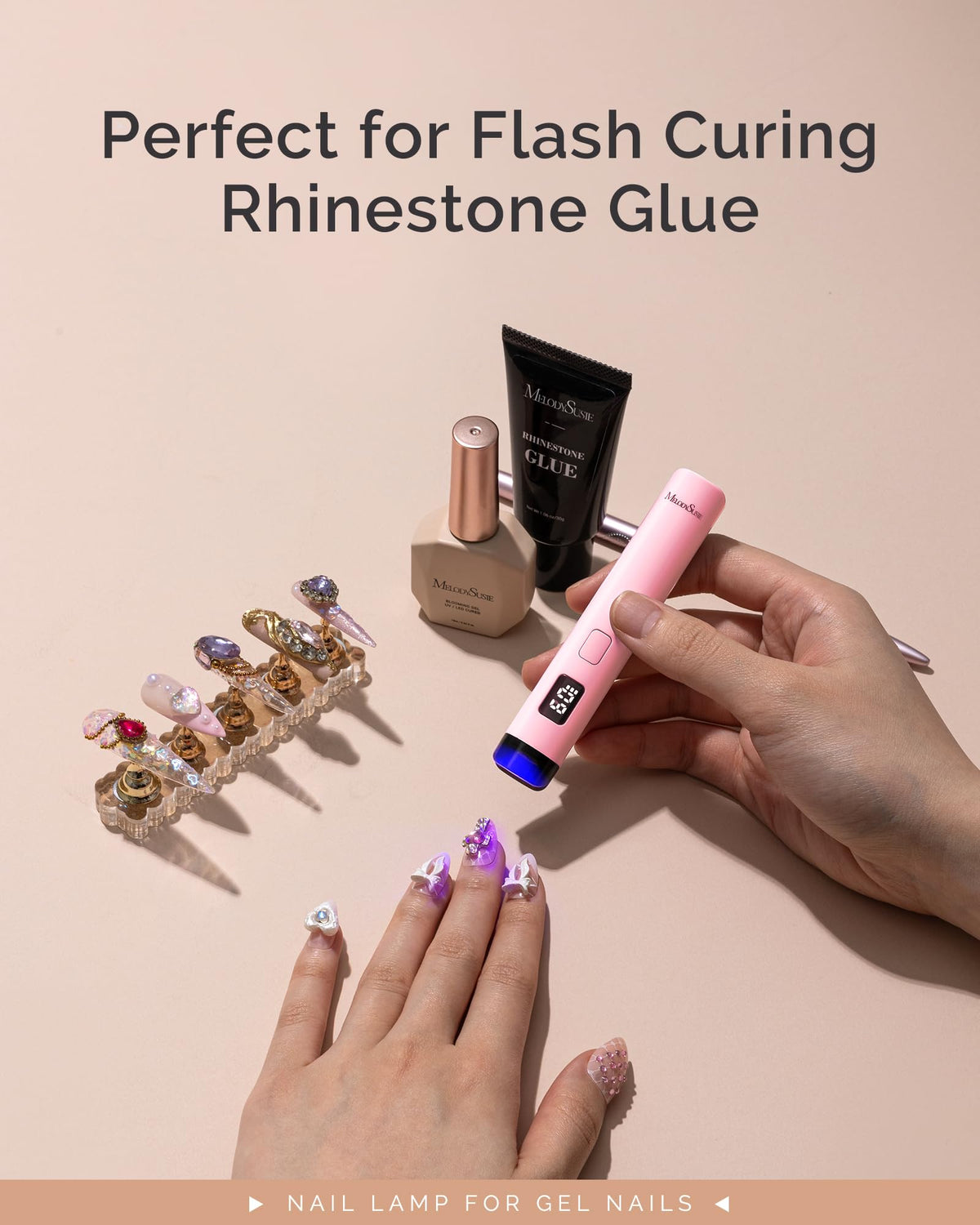 MelodySusie in a travel pouch illustrating portability and on-the-go nail touch-up convenience