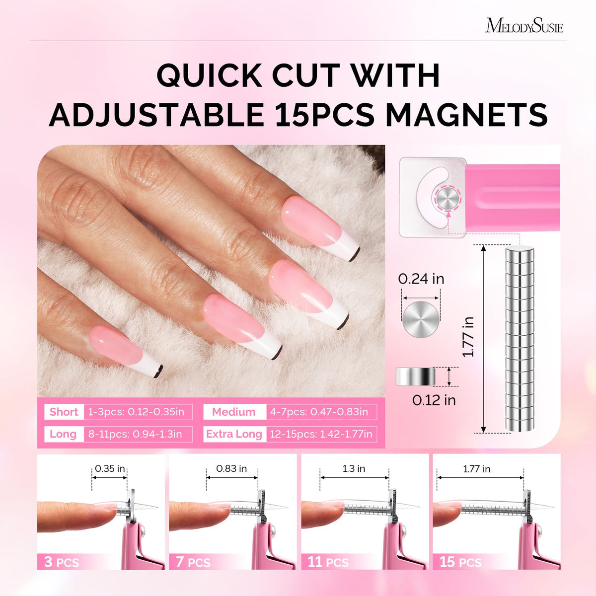 MelodySusie 15 magnetic sizers arrayed to set consistent clipping lengths quickly